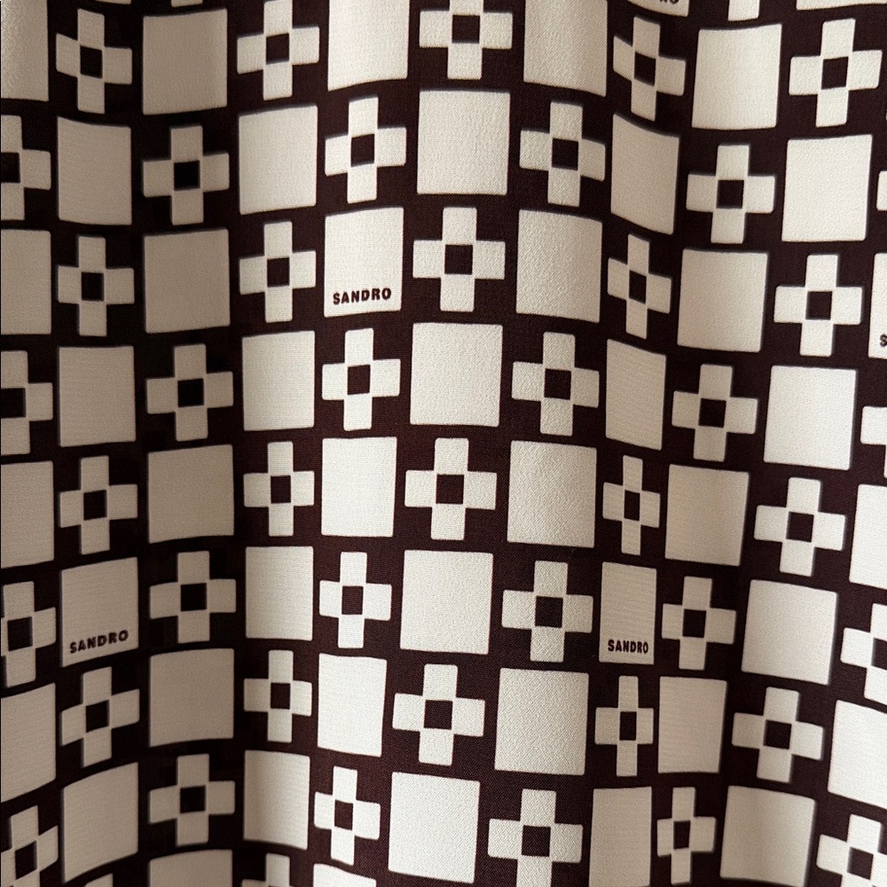 Sandro Brown and Cream Geometric Men's Shirt - Picture 6 of 10